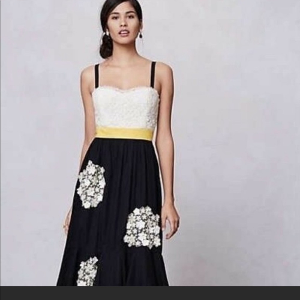 Anthropologie Black and White Midi Dress